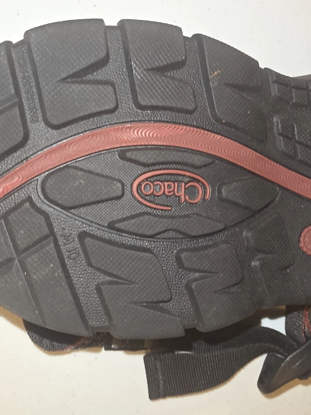 Chaco Black Sport Sandals with Gray & Red Straps